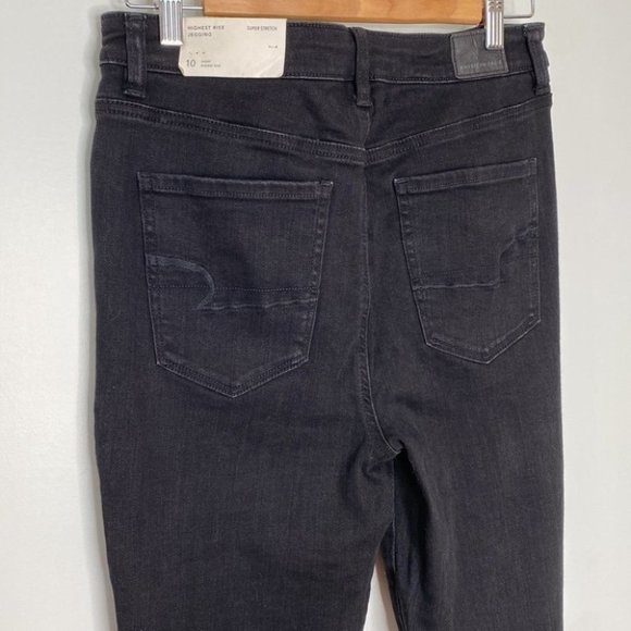American Eagle Women Black Denim Highest Rise Skinny Jegging Jeans Size 10 Short - Picture 6 of 11